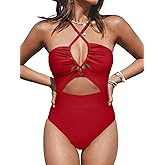 CUPSHE Women's One Piece Swimsuit Plunge Neckline Cutout Criss Cross Bathing Suit