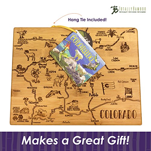 Totally Bamboo Destination Series Colorado State Shaped Serving and Cutting Board, Bamboo, 14.5
