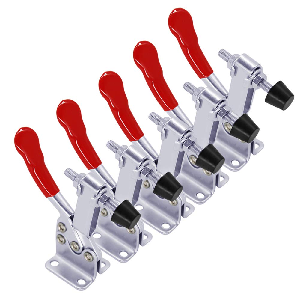 5 pack Hold Down Toggle Clamps Latch Antislip Red 201B Hand Tool 200Lbs Holding Capacity Antislip Horizontal Quick Release Heavy Duty Toggle Clamp Tool (201B)