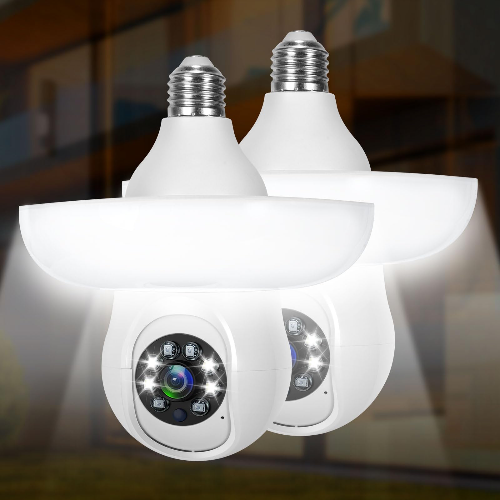 Photo 1 of 3MP Light Bulb Security Camera with big light bulb,2.4GHz-Security Cameras Wireless Outdoor Light Bulb Camera Outdoor with Human Detection&Auto Tracking,Color Night Vision,Siren Alarm,2-Way Talk(2PCS)