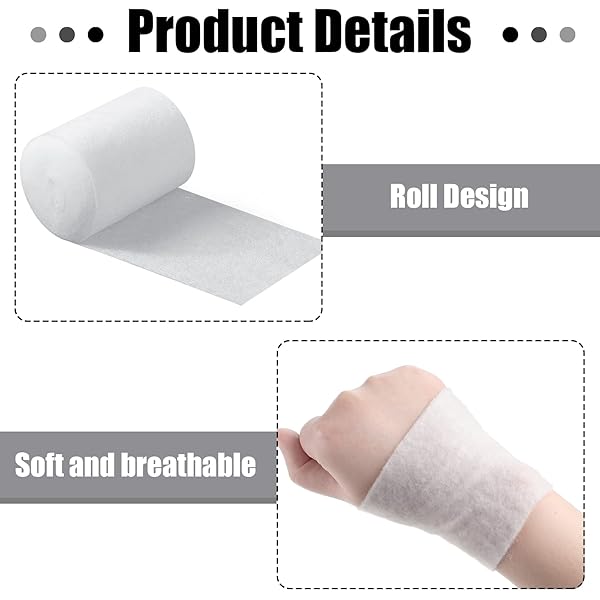 TREELA 24 ROLLS CAST PADDING INDIVIDUAL PACK UNDERCAST PADDING ROLL WRAP BANDAGE WITH PLASTER SOFT CLOTH FOR HALLOWEEN WRAP BANDAGE ART PROJECTS BODY CASTS MASK MAKING SUPPLIES (6 INCH X 8.9 FT)