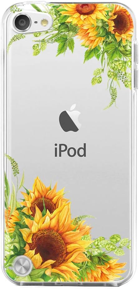 LUOLNH IPod Touch 5 Case,IPod Touch 5 Case for with Flower, Slim Shockproof Clear Floral Pattern Soft Flexible TPU Back Cover for Apple iPod touch 5th Generation -Sunflower