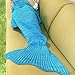 Mermaid Tail Blanket Crochet Mermaid Blanket for Adult and Kids, All Seasons Sleeping Blankets, Warm Soft Living Room Sleeping Bag,Birthday (Adult, Blue#)