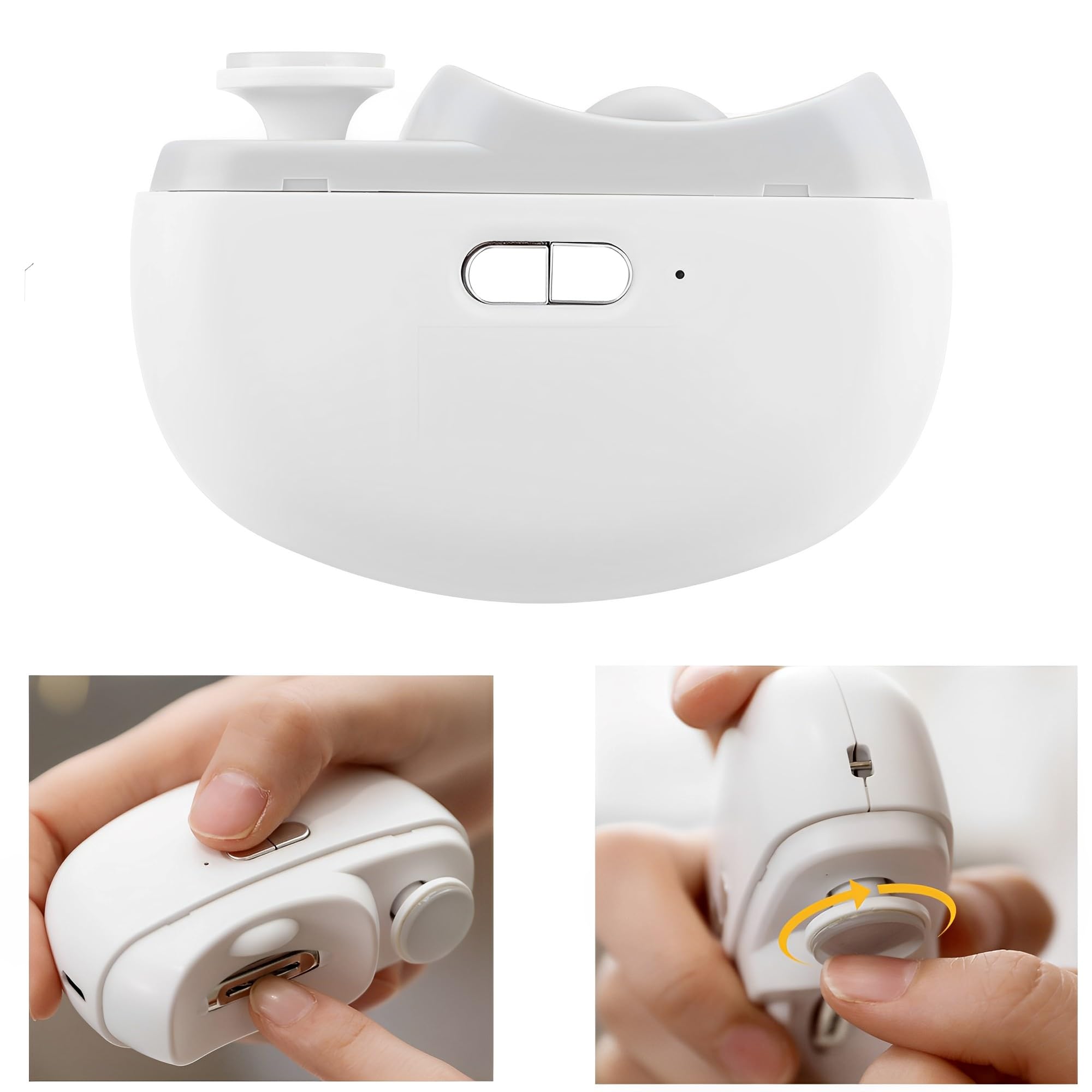 WYFCR 2 in 1 Electric Nail Clippers, 2-Speed Automatic Nail Grinder, Portable Nail File for Children Elderly Adults Manicure,Cordless Rechargeable with LED Light and Nail Scraps Storage(White)