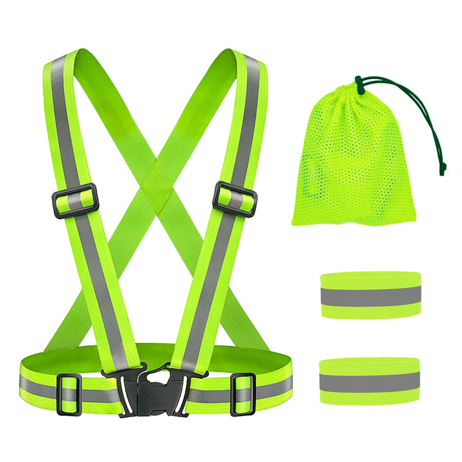 XPOOP Elastic Reflective Safety Vest with 2 Reflective Tapes & 1 Pouch