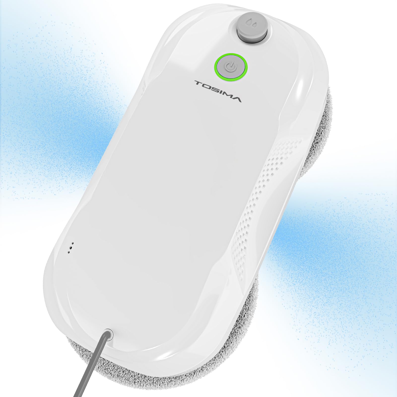 Tosima W5 Robot Limpiacristales, Limpiacristales Inteligente con Pulverización Automática de Doble Dirección con Triple Sistema de Seguridad, Navegación Inteligente, Control Remoto, para Todas Las Superficies Lisas, con 8 Trapos, Blanco