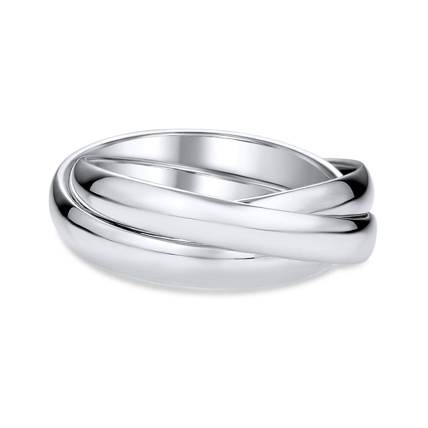 Unisex Simple Dome Russian Couples Polished Three Rolling Triple Wedding Band Ring For Women Men .925 Sterling Silver