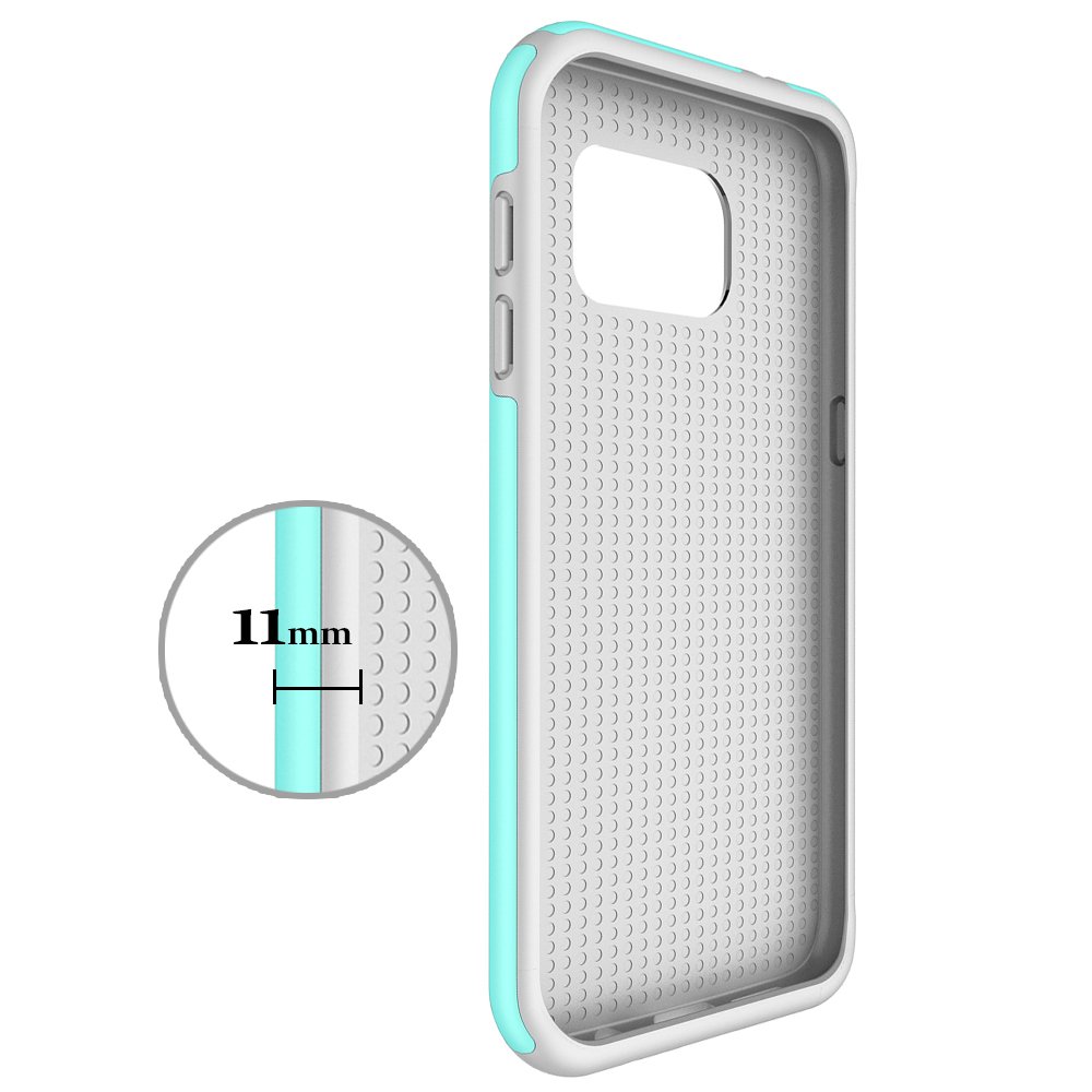 S7 Edge Case, Galaxy S7 Edge Case, MagicSky Slim Corner Protection Shock Absorption Hybrid Dual Layer Armor Defender Protective Case Cover for Samsung Galaxy S7 Edge (Cyan)
