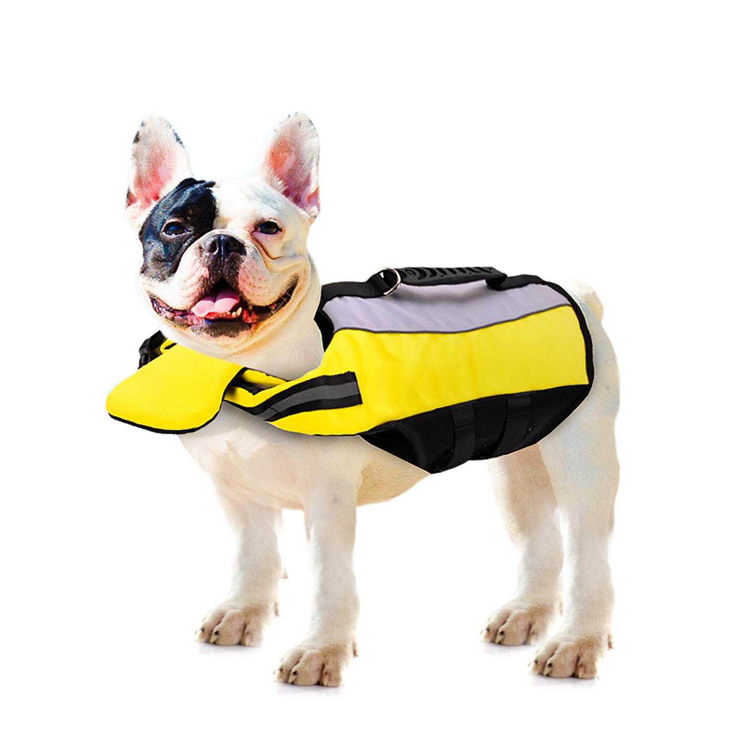 PETCUTE Dog Life Jacket Vest Life Jacket Dog Buoyancy Aid Swimming French Bulldog Float Vest Pet Float Coat Reflective with Rescue Handle