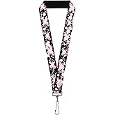 Buckle-Down Lanyard-1.0"-Heart & Cross Bones W/Splatter Black/White
