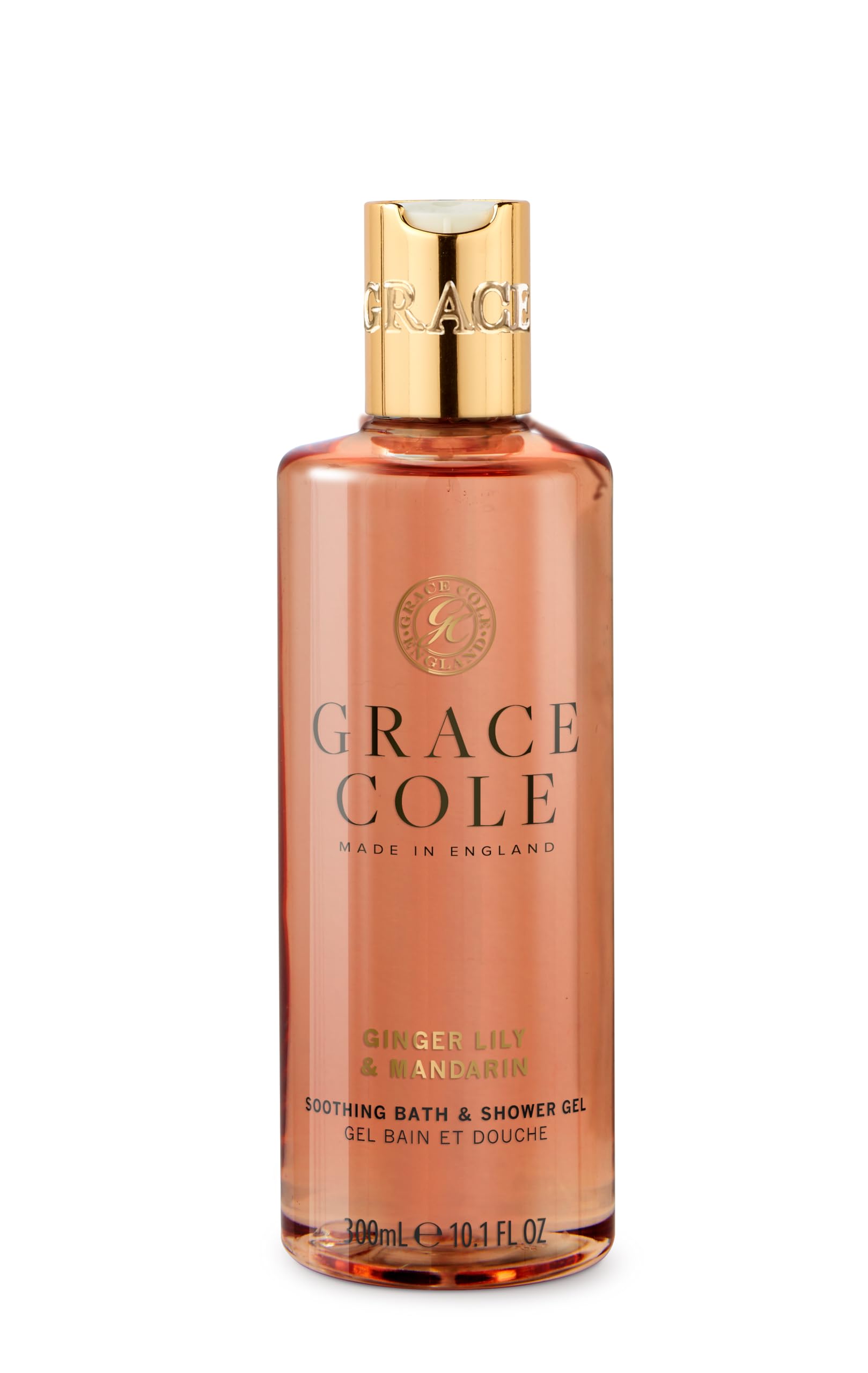 Grace Cole Bath & Shower Gel Ginger Lily & Mandarin Fragrance 300ml - Essential Oils - Vegan and Cruelty Free, No SLS or Parabens - Made In England