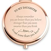 Daughter Gifts from Mom Dad, Personalized Gift for Daughter, Custom Compact Mirror, Goodie Bag & Basket Stuffers for Valentines Day, Mothers Day, Graduation, Birthday, Wedding
