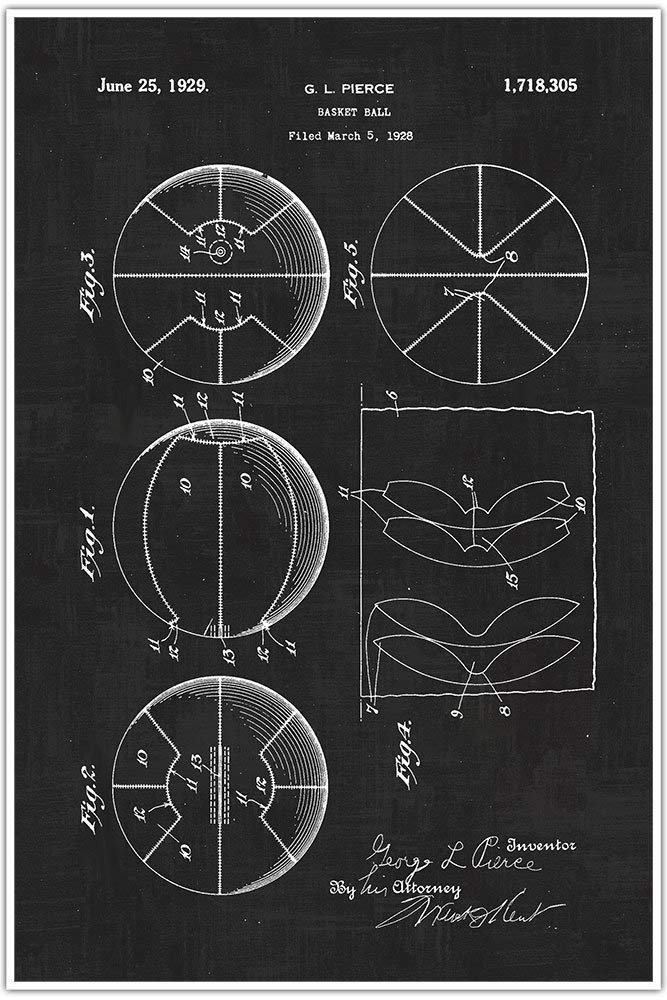 Basketball Blueprint Patent Print Poster Handmade