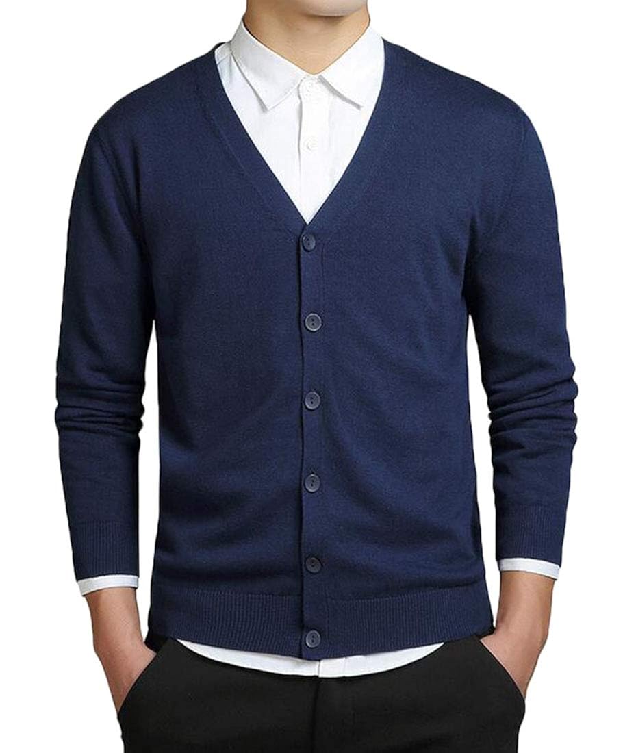 UUYUK Men Open Chest Solid Cotton 