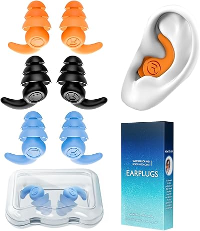QQJOYCCI Waterproof Swimming Ear Plugs 3 Pairs Reusable Silicone