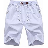 JustSun Mens Shorts Casual Sports with Elastic Waist Zipper Pockets