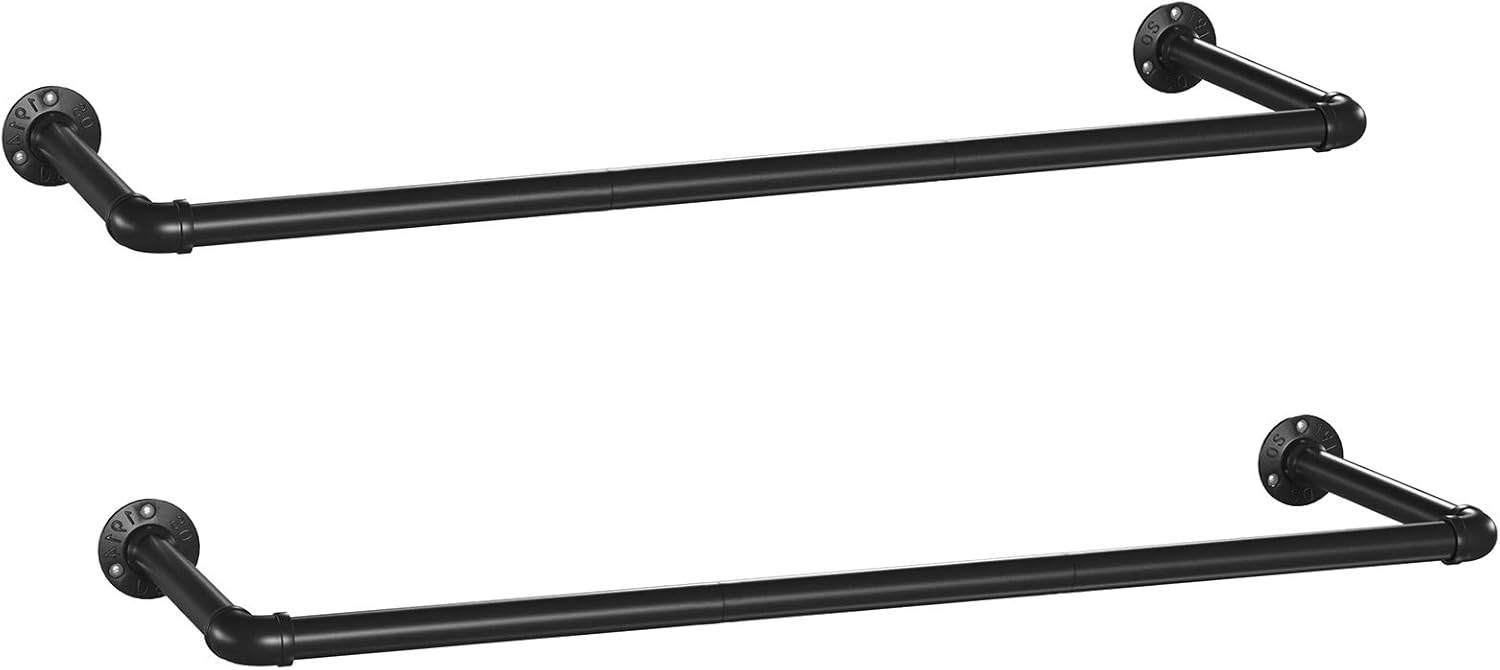 SONGMICS Wall Mounted Coat Rack, Set of 2, Industrial Style Wall Hanger, Space Saving, 92 x 30 x 7.5 cm, Easy Assembly