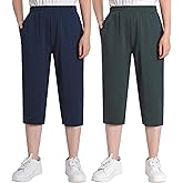 Pintage Women's Petite Capris Petite Length with Pockets 2 Pack