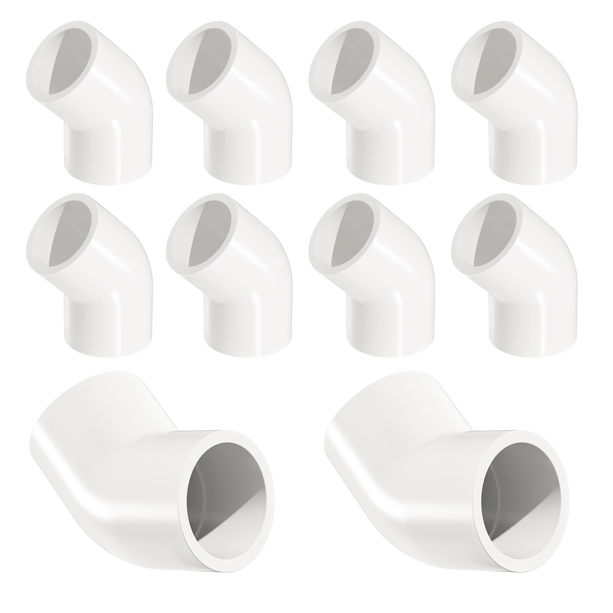 Photo 1 of 1-1/2" 4 Pcs 45° Elbow Pipe Fittings (Socket x Socket), Heavy Duty 2 Way Right Angle Pipe Fitting for DIY Creations, Schedule 40 PVC Coupling Adapter.