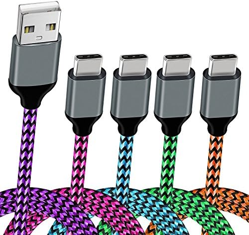 USB Type C Cable,3FT USB C to USB A Charger Cord(USB2.0),5Pack Aupek USB C Cable Nylon Braided Fast Charger Cord for Samsung Note 8,Galaxy S8,S9,Nintendo Switch and more(Blue Green Orange Purple Rose)