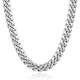 ChainsPro Chunky Miami Cuban Link Chains for Men,Stainless Steel Cuban Chain Necklace,4.8/6/10/14mm Width,No Tarnish& Thick Hip Hop Jewelry,18-30 inch Length, Black/Gold Plated/Silver,Send Gift Box
