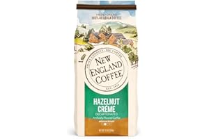 New England Coffee Hazelnut Crème Decaffeinated Medium Roast Ground Coffee, 10oz Bag (Pack of 3)