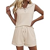 Glamaker Women's Two Piece Short Sets Summer Lounge Sweatsuits Air Essentials Sleeveless Outfits Travel Tracksuit