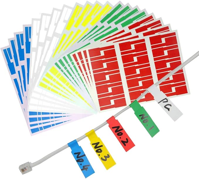 YOTINO 600Pcs/20 Sheets Cable Labels Tags Cable Markers Self Adhesive