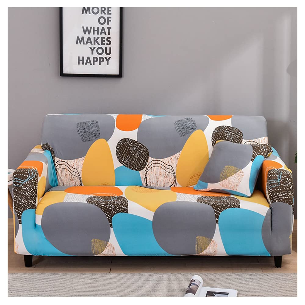 Hggzeg Sofa Cover, High Stretch Elastic Fabric 1 2 3 Seater Sofa Slipcover Chair Printed Couch Cover Non Slip Furniture Protector Cover, Machine Washable (2 Seater,Magic Block)