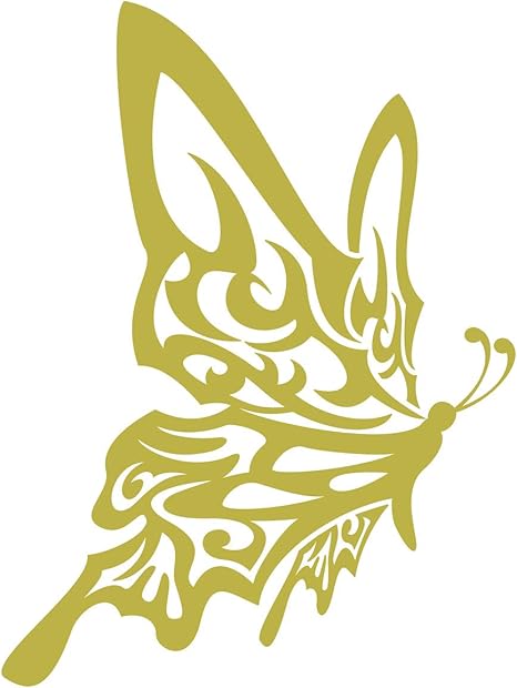 Amazon 品 カッティングステッカー 蝶 バタフライ トライバル 16 右向き 約160mmx約1mm ゴールド 金 ステッカー デカール 車 バイク