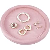 NBEADS Velvet Jewelry Display Tray, Round Microfiber Jewelry Showcase Tray Empty Display Organizer for Earrings Rings Necklaces Bracelets Watch, Pink, 9.96x0.73inch