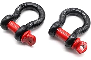 Jamiikury 2 Pcs Shackles 1/2" D Ring Shackle 12 Ton (26,455 lbs) Maximum Break Strength with 5/8" Pin for Tow Strap Winch Off Road Vehicle Recovery