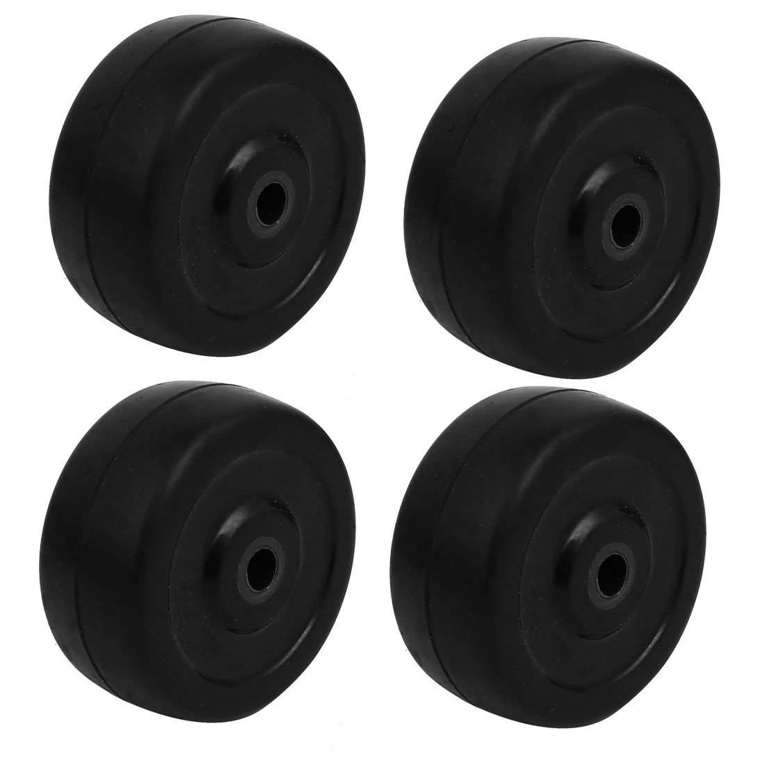 Photo 1 of uxcell 2-inch Diameter Rubber Wheel Skateboard Trolley Caster Pulley Black 4pcs