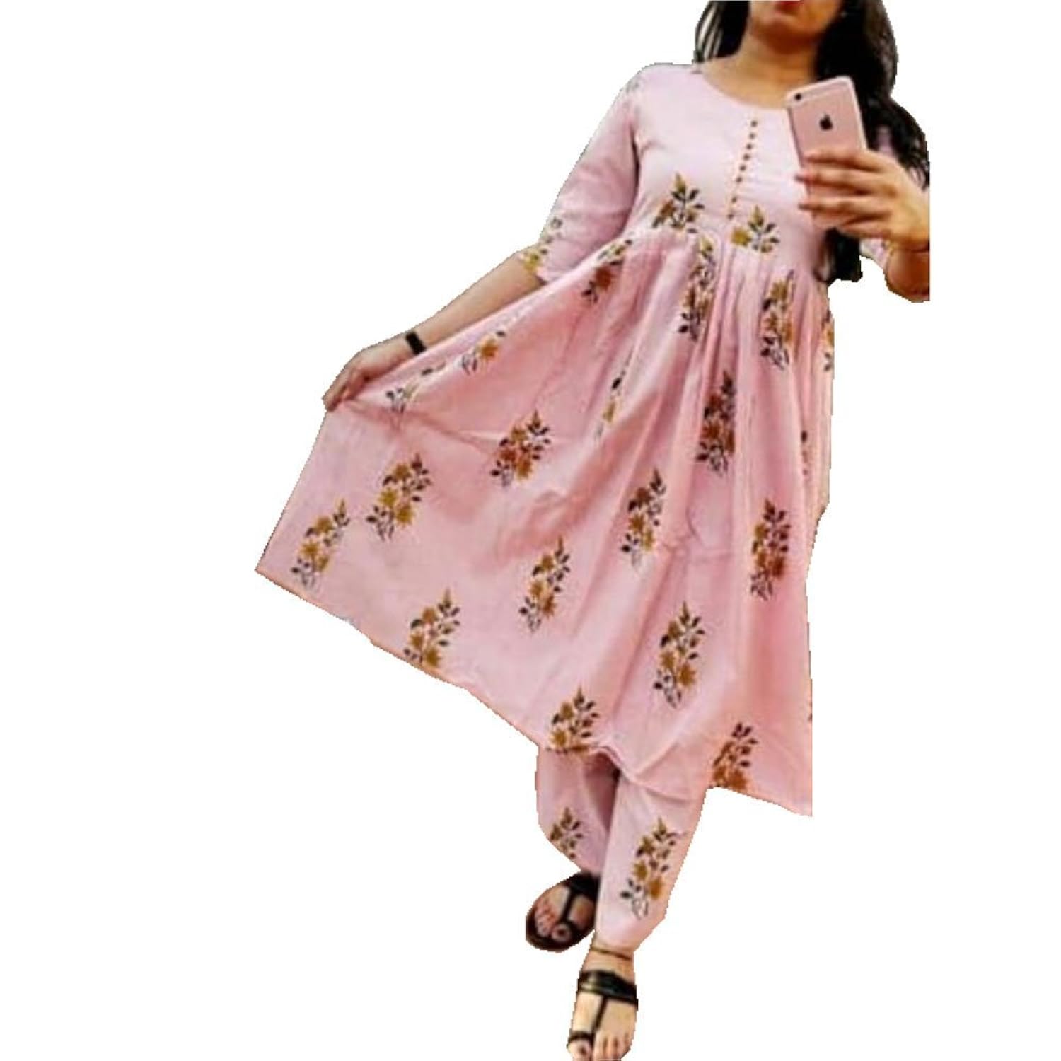 narsinh cotton printed kurti palazzo set pinkk