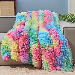GONAAP Fuzzy Faux Fur Throw Blanket Twin Size Dark
