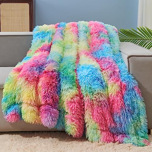 GONAAP Fuzzy Faux Fur Throw Blanket Twin Size Dark