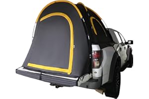 HREFEU Pickup Truck Blackout Tent, Portable Truck Bed Tent for Camping, Waterproof PU2000mm Double Layer for 2 Person, Compact and Full Size Regular Bed Long Bed (Black)