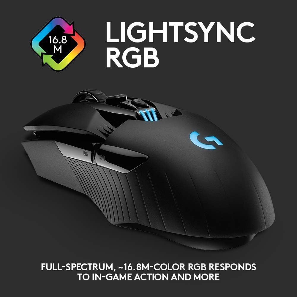 Logitech G903 LIGHTSPEED Wireless Gaming Mouse W/ Hero 16K Sensor, 140+ Hour with Rechargeable Battery and Lightsync RGB. PowerPlay Compatible, Ambidextrous, 107G+10G Optional, 16, 000 DPI: Computers & Accessories