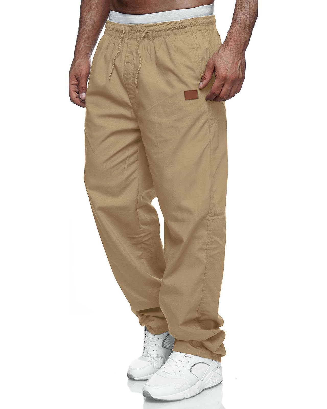 Zfhfof Mens Casual Joggers Pants - Elastic Waist Drawstring Cargo Pants Hiking Outdoor Track Jogging Sweatpants With Multi Pockets