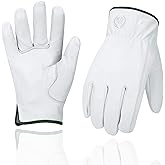 KKOYING Leather Work Gloves, Gardening Gloves for Women and Men, Soft and Thin Goatskin Work Glove for Outdoor Yard Garden, M