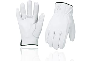 KKOYING Leather Work Gloves, Gardening Gloves for Women and Men, Soft and Thin Goatskin Garden Gloves for Outdoor Yard Garden, S