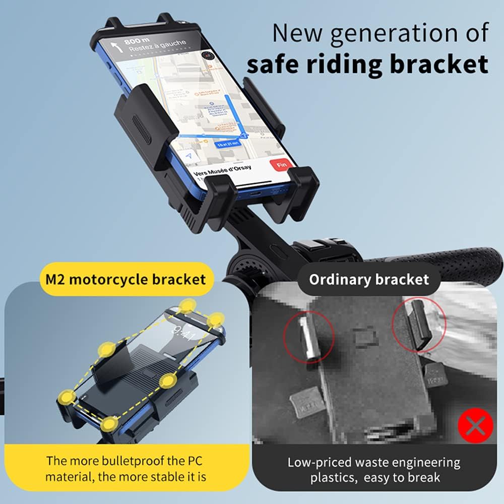 Bike Phone Mount Holder, 360°Rotatable Motorcycle Phone Mount, Universal Bike/Motorcycle Phone Stand on Handlebar Compatible with 4.7"-6.7" Phones, Tool Free Install