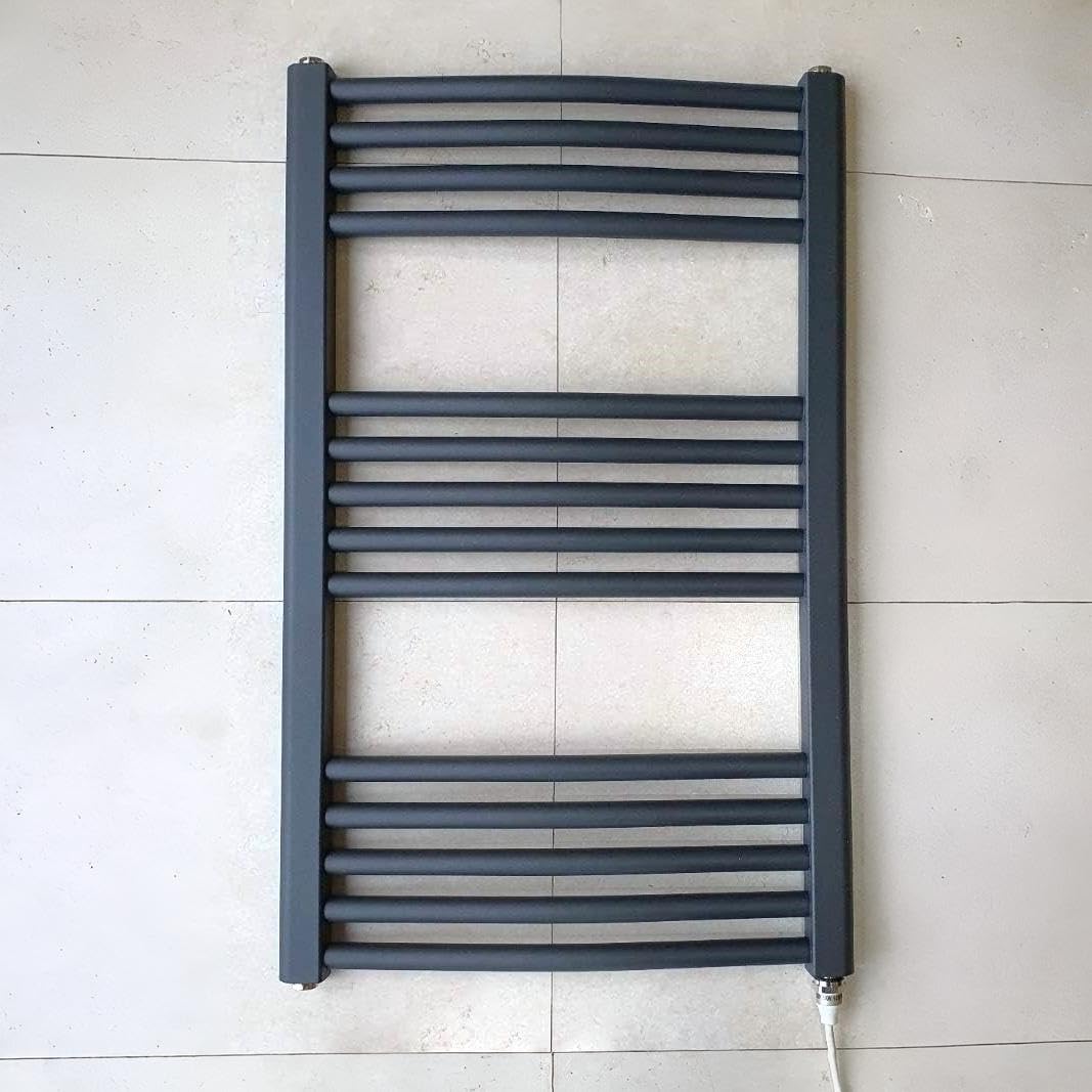 Greened House 500w x 800h Anthracite Electric Curved Heated Towel Rail Bathroom Radiator