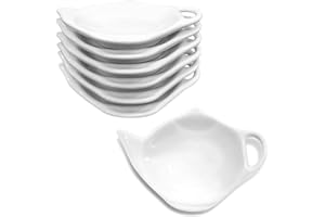 XGIDXFZ 6 Pack Porcelain Tea Bag Coasters,Tea Bag Holder for Used,Classic Teaspoon Rest Pad Heat-Resistant Coasters Cute Dish Saucer Teabag Caddy Holder Set for Organizing Tea Time (6)