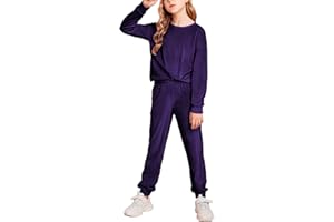 Arshiner Girls 2 Piece Outfit Sweatsuits Set Kids Velour Sweatshirts & Sweatpants Tracksuits Set for Girls