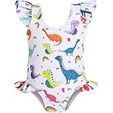 YOUNGER TREE Toddler Baby Girls Swimsuit Infant One Piece Bathing Suits Cute Dinosaur Beach Wear Sunsuit Ruffle Swimwear