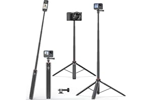 VRIG DIRECT VRIG 54" Extendable Camera Tripod for Insta360 X5 X4 X3 X2, Action Camera Selfie Stick Tripods with 1/4" Screw, GoPro Tripod Stand for GoPro Hero 13 12/DJI Osmo Action 5Pro/Insta360 Ace Pro