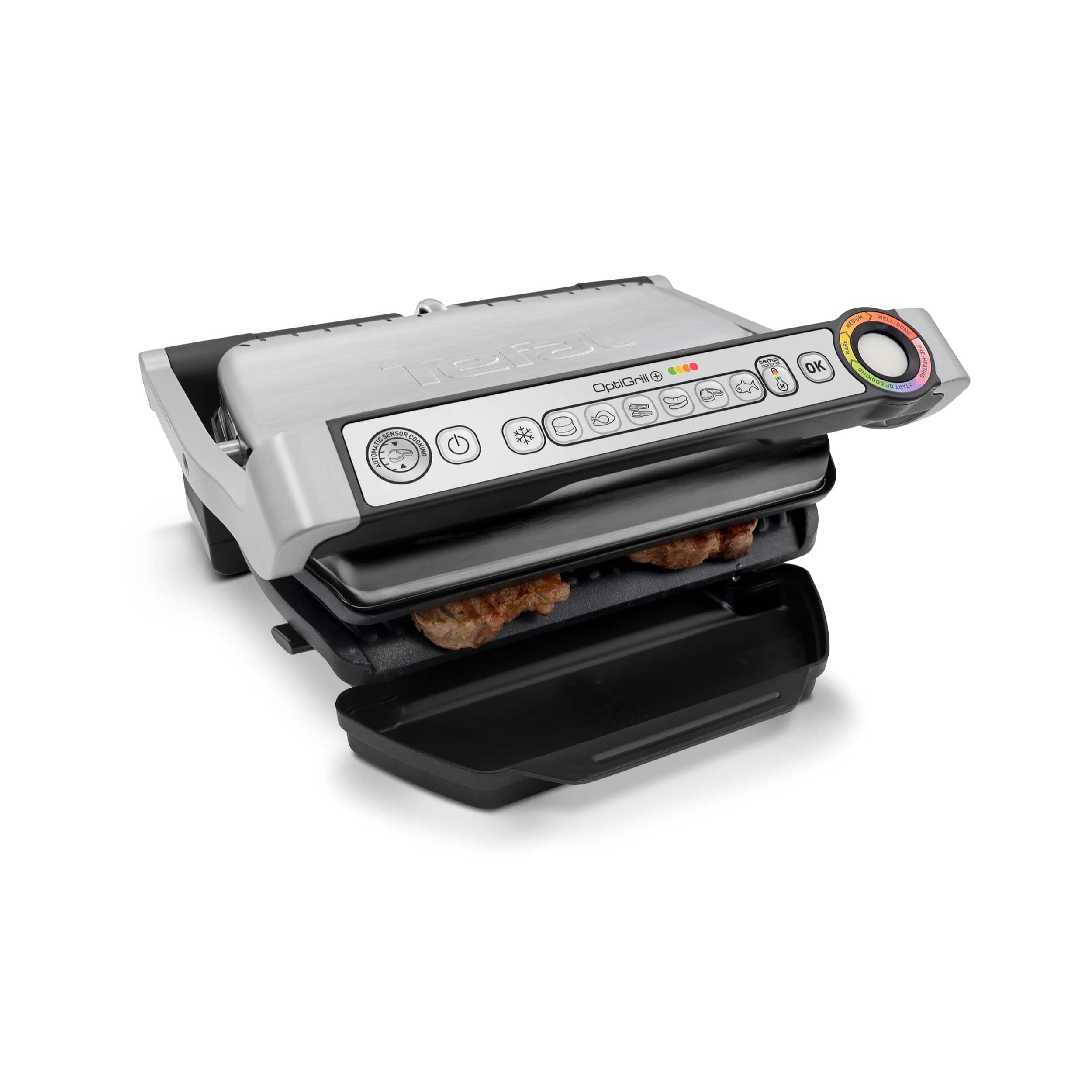 Tefal Optigrill Plus, 6 Cooking Programs, Measure Cook Technology, Temperature Intelligence, Removable Non-Stick Plates, Dishwasher Safe, GC713D40 - Stainless Steel