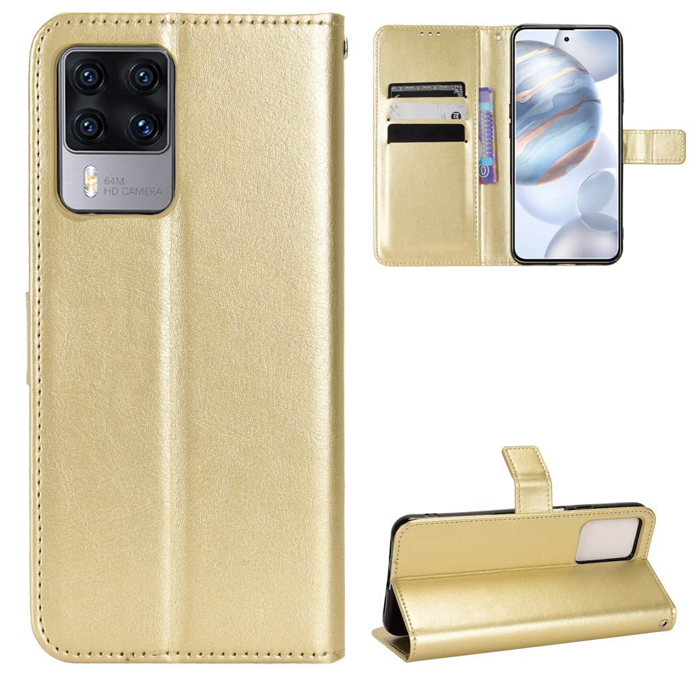 BellaCase Cubot X50 Case [Wallet Case] [Kickstand] [Card Slots] [Magnetic Flip Cover] Compatible with Cubot X50 Smartphone(Golden)
