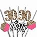 Chic 30th Birthday - Pink, Black and Gold Paper Straw Decor - Birthday Party Striped Decorative Straws - Set of 24